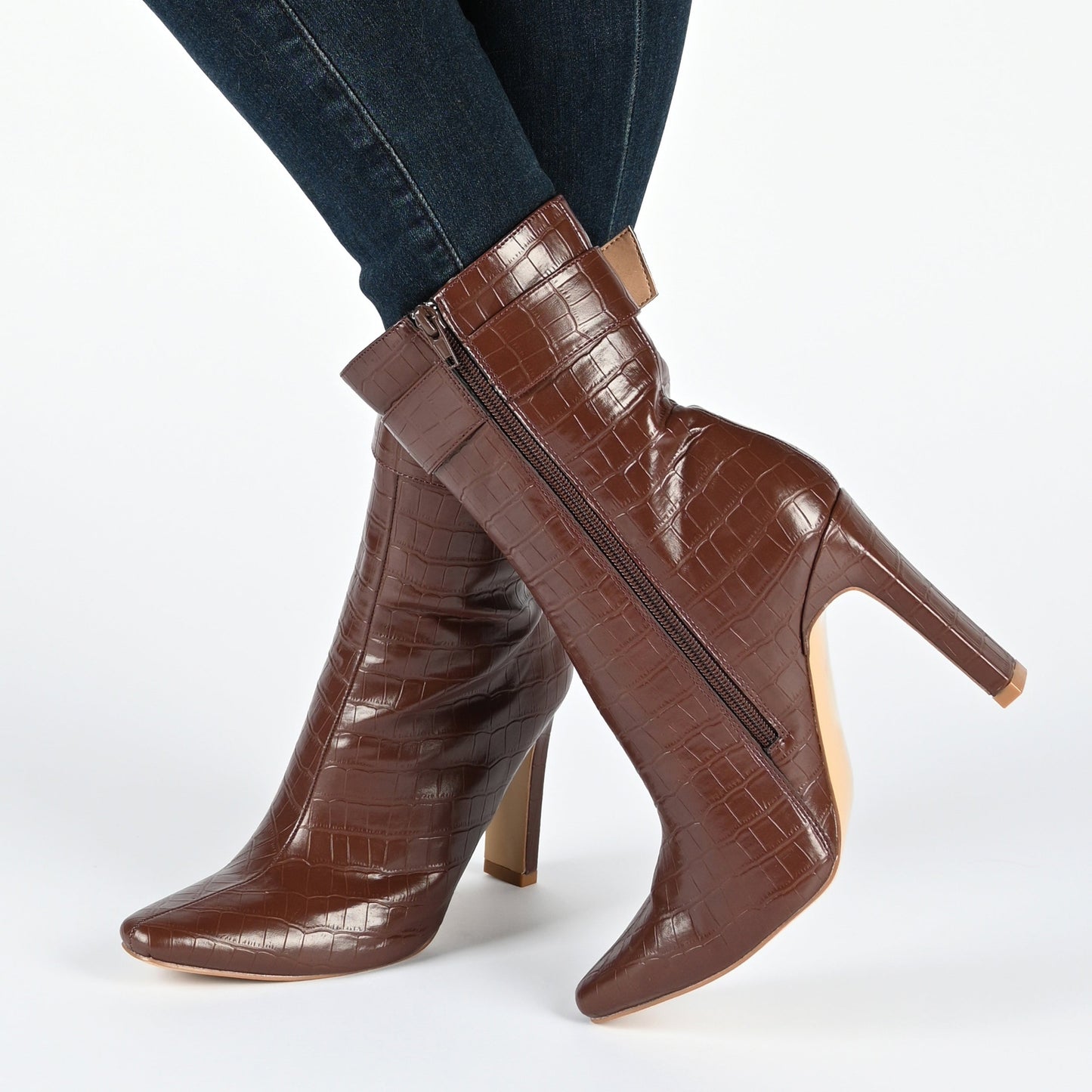 JOURNEE Collection Elanie Booties, Brown
