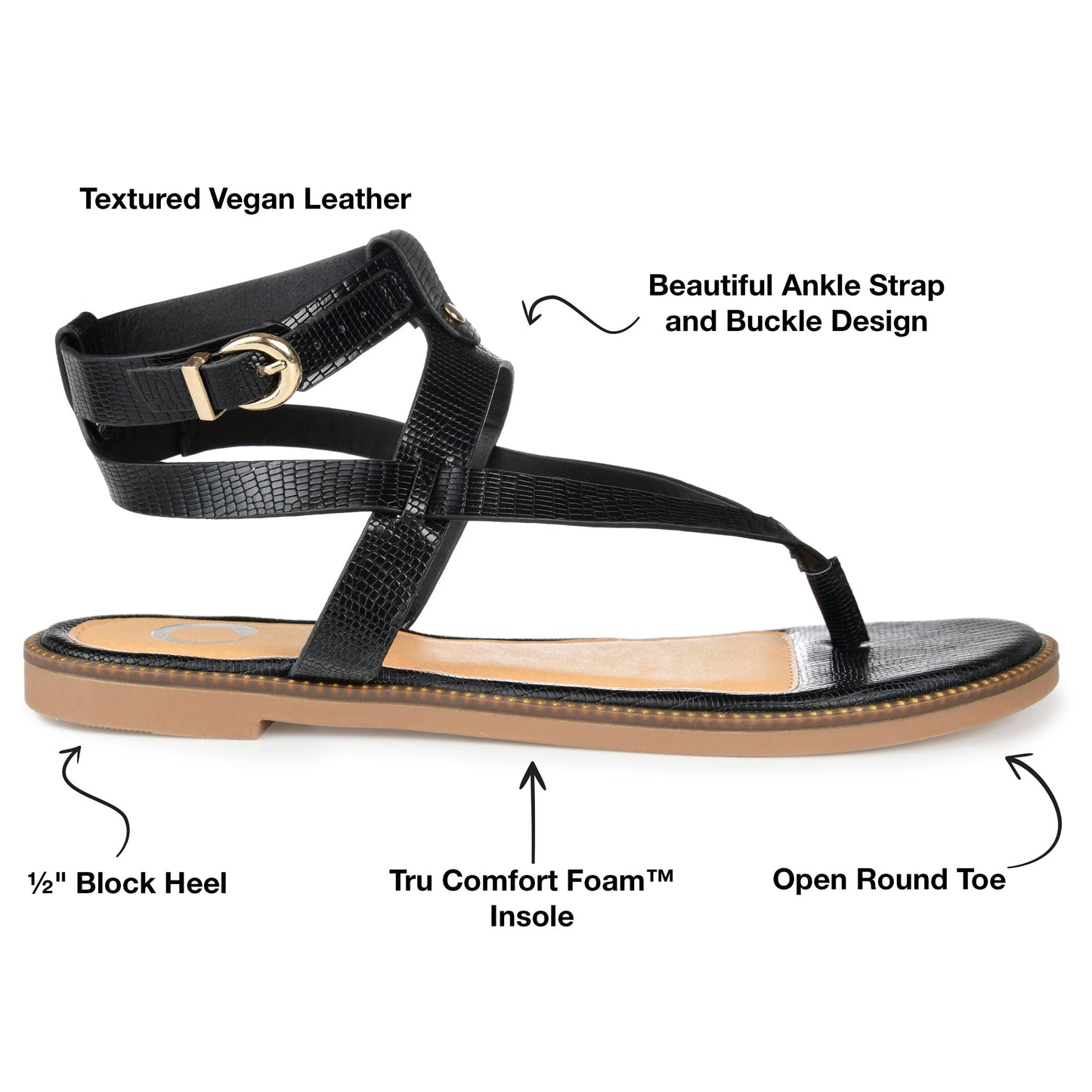 JOURNEE Collection Tangie - Flip-Flop Sandals, Black Large