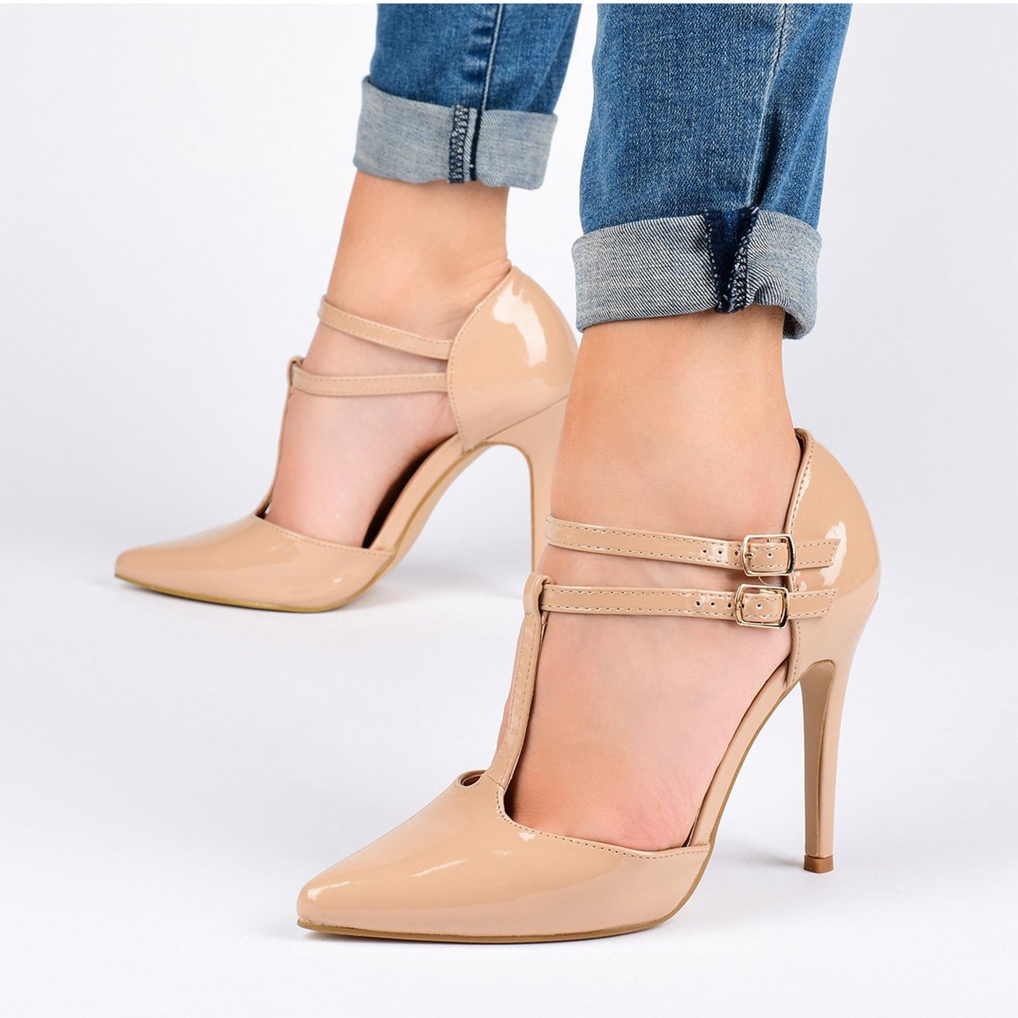 JOURNEE Collection Tru Patent T-Strap Pump