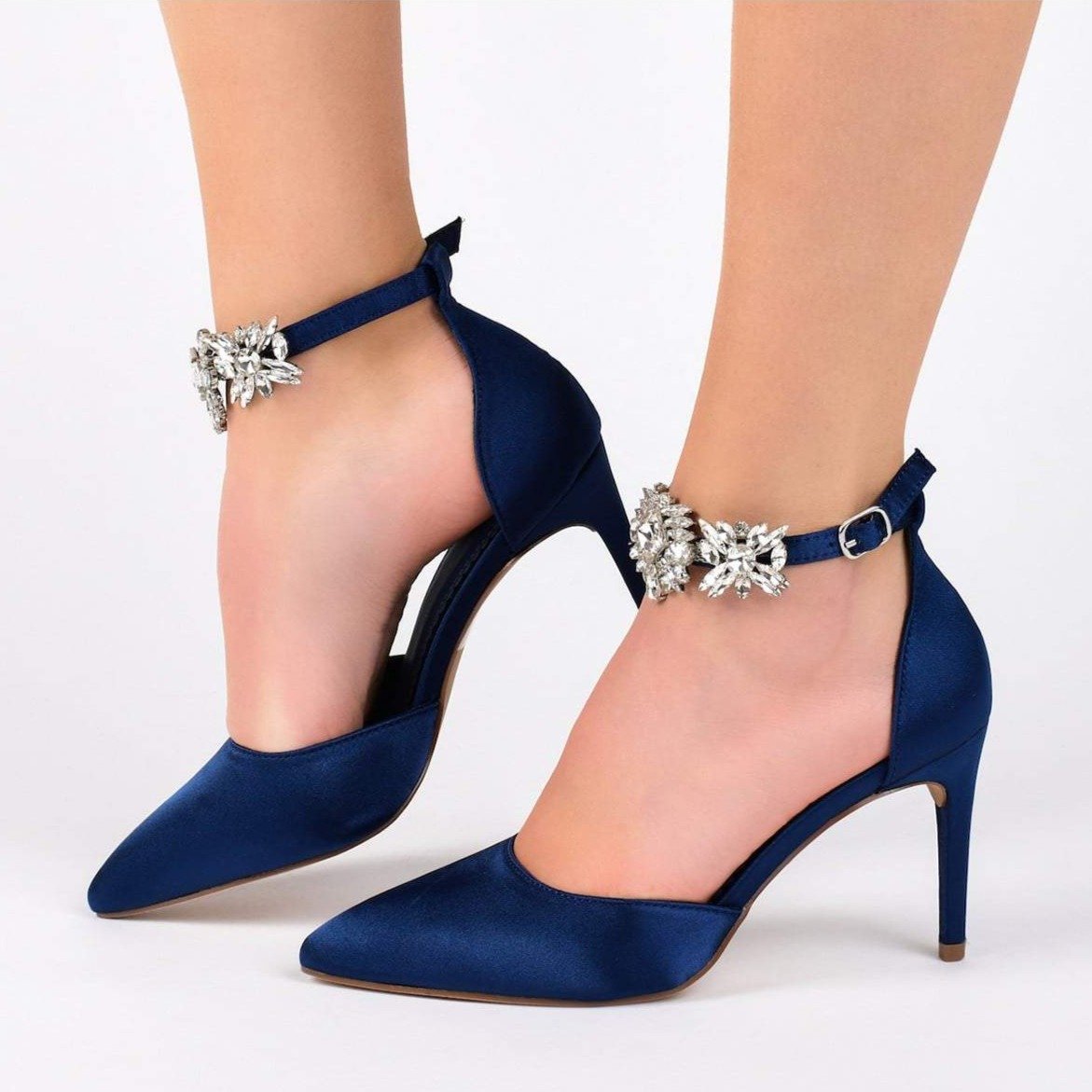 JOURNEE Collection Loxley Embellished Ankle Strap D'Orsay Stiletto Pumps