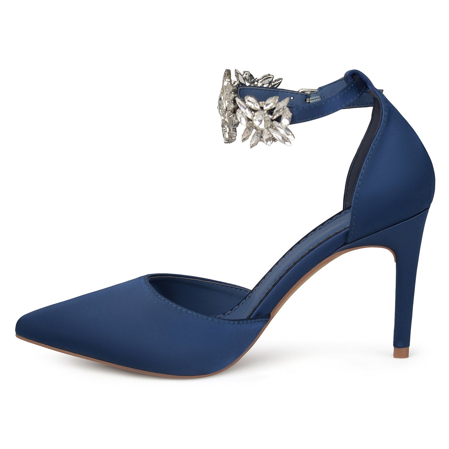 JOURNEE Collection Loxley Embellished Ankle Strap D'Orsay Stiletto Pumps