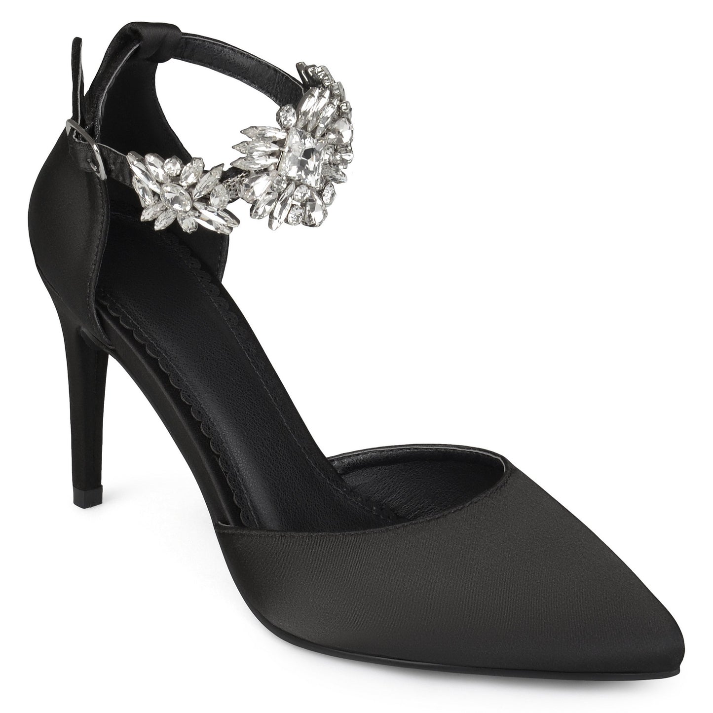 JOURNEE Collection Loxley Embellished Ankle Strap D'Orsay Stiletto Pumps