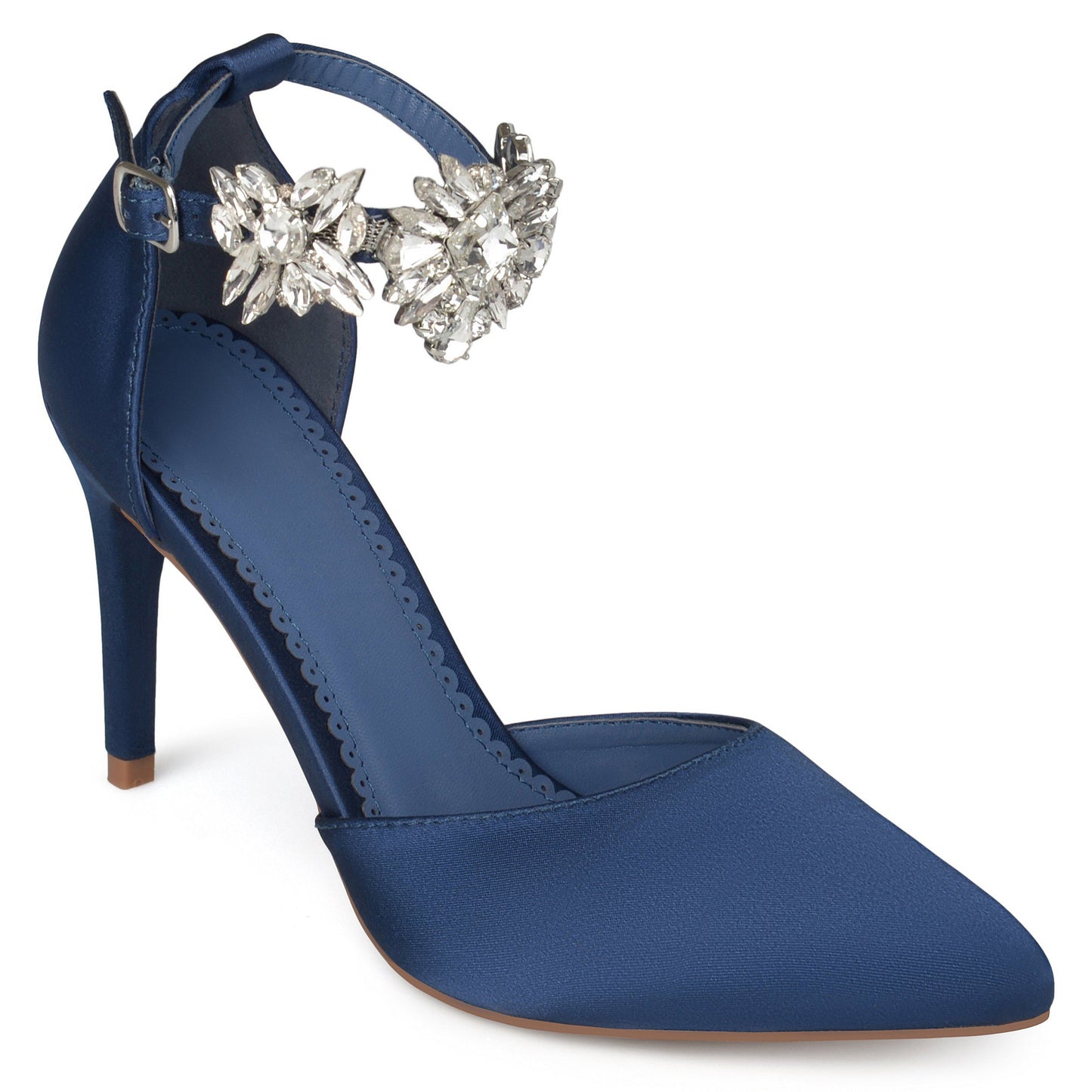 JOURNEE Collection Loxley Embellished Ankle Strap D'Orsay Stiletto Pumps
