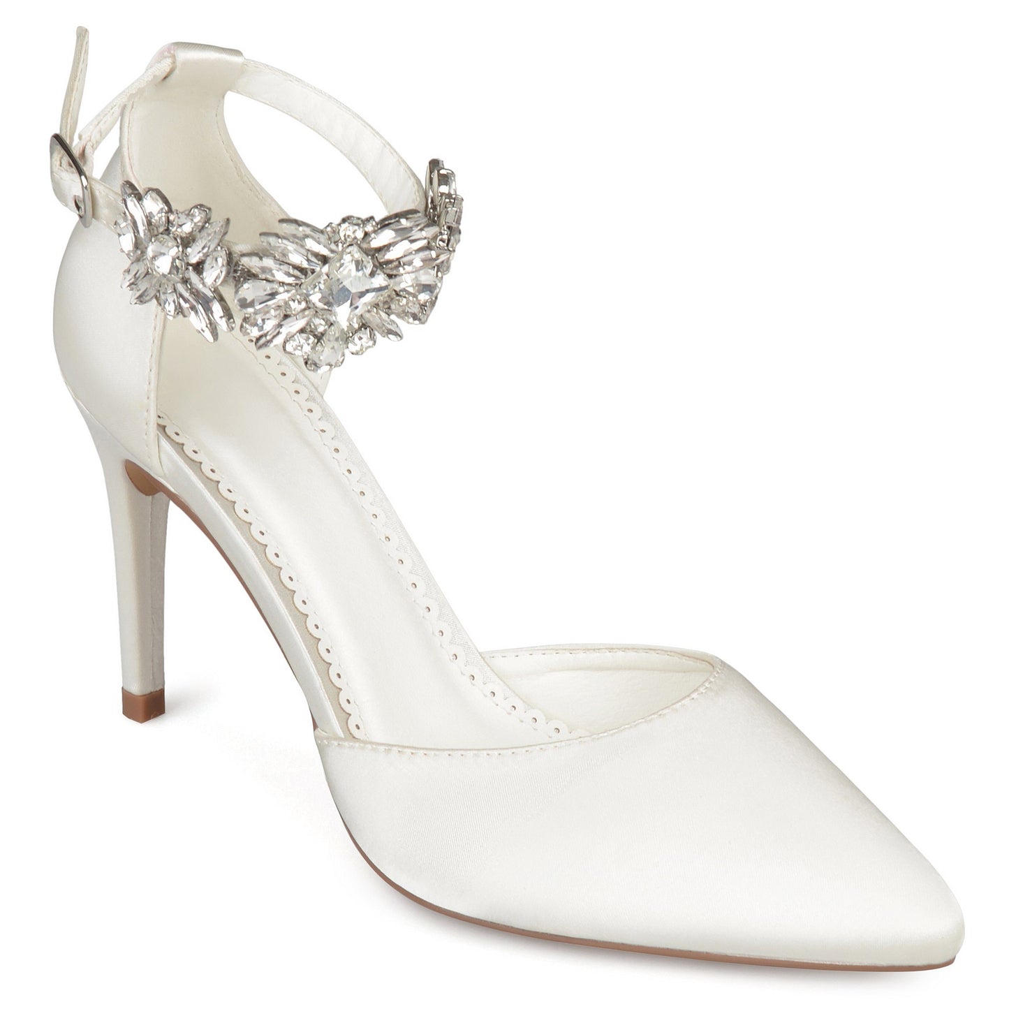 JOURNEE Collection Loxley Embellished Ankle Strap D'Orsay Stiletto Pumps