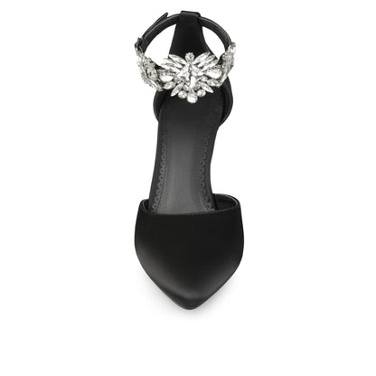 JOURNEE Collection Loxley Embellished Ankle Strap D'Orsay Stiletto Pumps