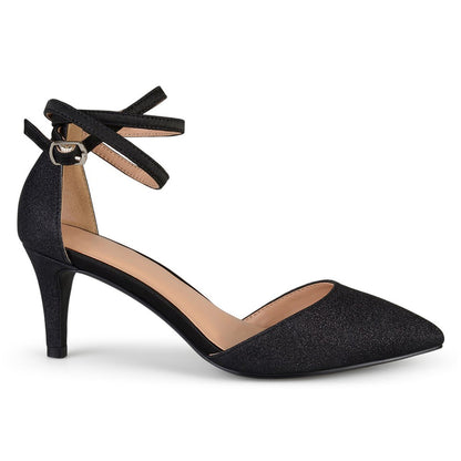 JOURNEE Collection Luela Glitter Ankle Strap Pump