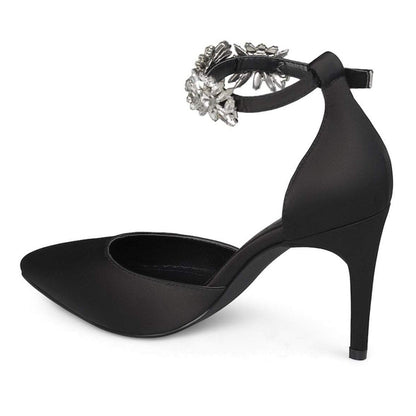 JOURNEE Collection Loxley Embellished Ankle Strap D'Orsay Stiletto Pumps
