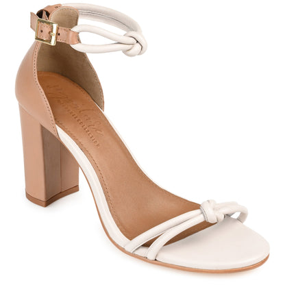 JOURNEE Collection Jettah Heels, Tan-Off-White