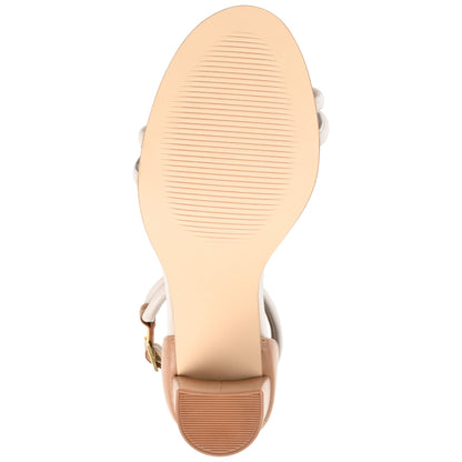 JOURNEE Collection Jettah Heels, Tan-Off-White